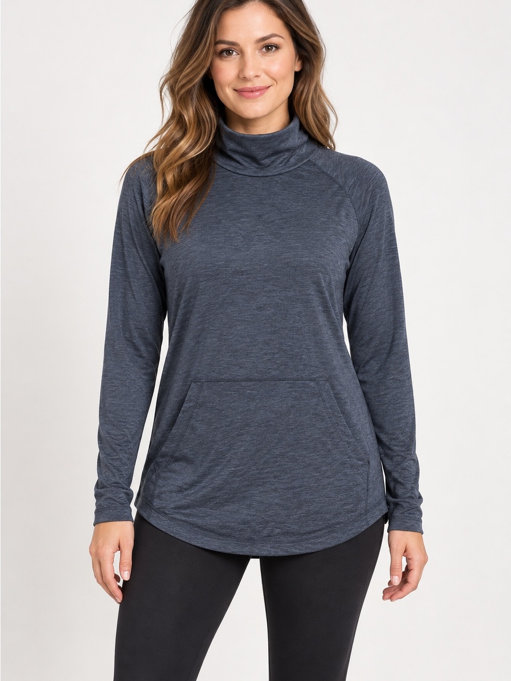 NWT Eddie Bauer Women's Navy Heather Turtleneck Pullover